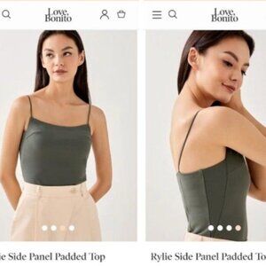 Like New Love Bonito Rylie Side Panel Padded Top in Lotus Green